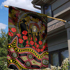 Richmond Tigers ANZAC Day Garden Flag Indigenous Dot Art with Poppy Flower Tribute