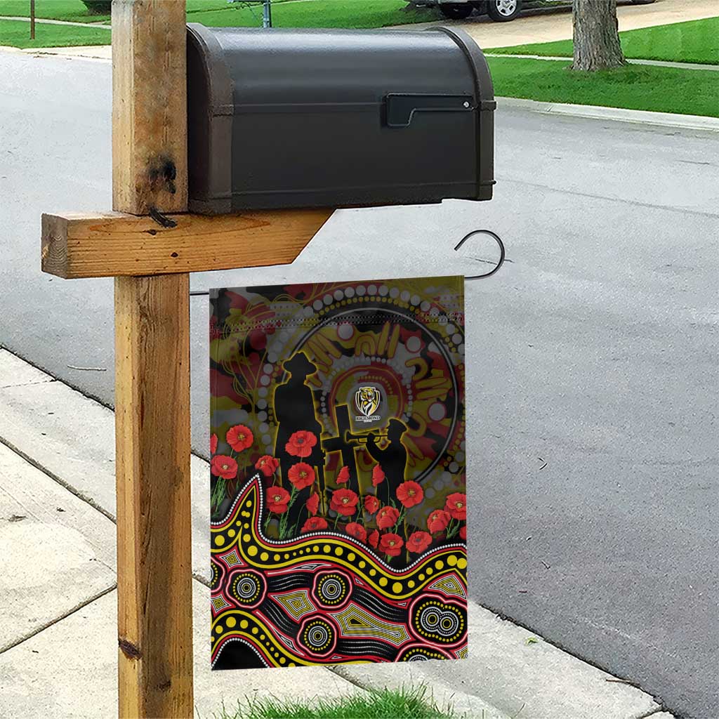 Richmond Tigers ANZAC Day Garden Flag Indigenous Dot Art with Poppy Flower Tribute