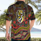 Richmond Tigers ANZAC Day Hawaiian Shirt Indigenous Dot Art with Poppy Flower Tribute
