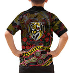 Richmond Tigers ANZAC Day Hawaiian Shirt Indigenous Dot Art with Poppy Flower Tribute
