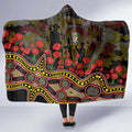 Richmond Tigers ANZAC Day Hooded Blanket Indigenous Dot Art with Poppy Flower Tribute