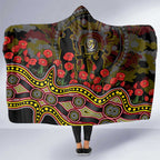 Richmond Tigers ANZAC Day Hooded Blanket Indigenous Dot Art with Poppy Flower Tribute
