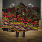 Richmond Tigers ANZAC Day Hooded Blanket Indigenous Dot Art with Poppy Flower Tribute