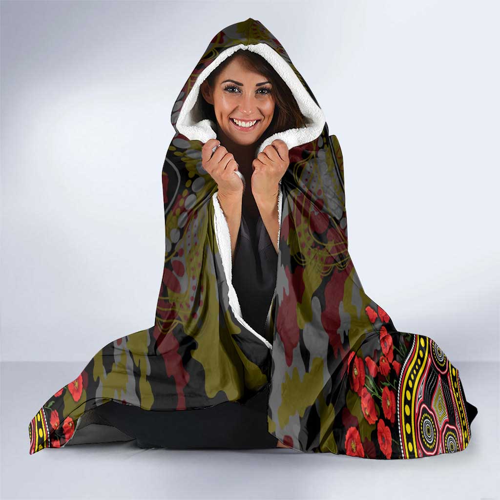 Richmond Tigers ANZAC Day Hooded Blanket Indigenous Dot Art with Poppy Flower Tribute