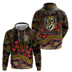 Richmond Tigers ANZAC Day Hoodie Indigenous Dot Art with Poppy Flower Tribute