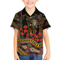 Richmond Tigers ANZAC Day Kid Hawaiian Shirt Indigenous Dot Art with Poppy Flower Tribute