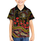 Richmond Tigers ANZAC Day Kid Hawaiian Shirt Indigenous Dot Art with Poppy Flower Tribute