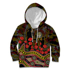 Richmond Tigers ANZAC Day Kid Hoodie Indigenous Dot Art with Poppy Flower Tribute