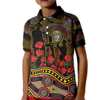Richmond Tigers ANZAC Day Kid Polo Shirt Indigenous Dot Art with Poppy Flower Tribute