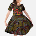 Richmond Tigers ANZAC Day Kid Short Sleeve Dress Indigenous Dot Art with Poppy Flower Tribute