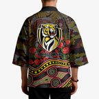 Richmond Tigers ANZAC Day Kimono Indigenous Dot Art with Poppy Flower Tribute