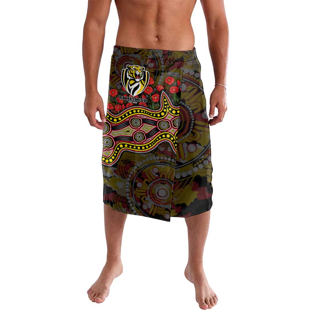 Richmond Tigers ANZAC Day Lavalava Indigenous Dot Art with Poppy Flower Tribute