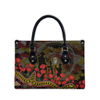Richmond Tigers ANZAC Day Leather Bag Indigenous Dot Art with Poppy Flower Tribute