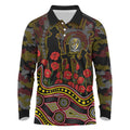 Richmond Tigers ANZAC Day Long Sleeve Polo Shirt Indigenous Dot Art with Poppy Flower Tribute