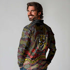 Richmond Tigers ANZAC Day Long Sleeve Polo Shirt Indigenous Dot Art with Poppy Flower Tribute
