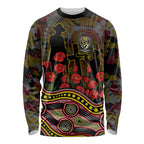 Richmond Tigers ANZAC Day Long Sleeve Shirt Indigenous Dot Art with Poppy Flower Tribute