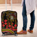 Richmond Tigers ANZAC Day Luggage Cover Indigenous Dot Art with Poppy Flower Tribute
