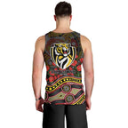 Richmond Tigers ANZAC Day Men Tank Top Indigenous Dot Art with Poppy Flower Tribute