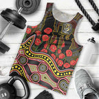 Richmond Tigers ANZAC Day Men Tank Top Indigenous Dot Art with Poppy Flower Tribute