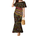 Richmond Tigers ANZAC Day Mermaid Dress Indigenous Dot Art with Poppy Flower Tribute
