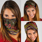 Richmond Tigers ANZAC Day Neck Gaiter Indigenous Dot Art with Poppy Flower Tribute