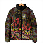 Richmond Tigers ANZAC Day Padded Jacket Indigenous Dot Art with Poppy Flower Tribute
