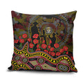 Richmond Tigers ANZAC Day Pillow Cover Indigenous Dot Art with Poppy Flower Tribute