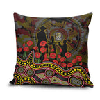 Richmond Tigers ANZAC Day Pillow Cover Indigenous Dot Art with Poppy Flower Tribute