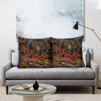 Richmond Tigers ANZAC Day Pillow Cover Indigenous Dot Art with Poppy Flower Tribute
