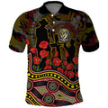 Richmond Tigers ANZAC Day Polo Shirt Indigenous Dot Art with Poppy Flower Tribute