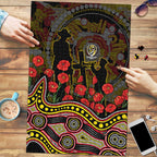 Richmond Tigers ANZAC Day Puzzle Indigenous Dot Art with Poppy Flower Tribute