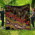 Richmond Tigers ANZAC Day Quilt Indigenous Dot Art with Poppy Flower Tribute