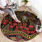 Richmond Tigers ANZAC Day Round Carpet Indigenous Dot Art with Poppy Flower Tribute