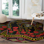 Richmond Tigers ANZAC Day Round Carpet Indigenous Dot Art with Poppy Flower Tribute
