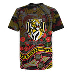 Richmond Tigers ANZAC Day Rugby Jersey Indigenous Dot Art with Poppy Flower Tribute