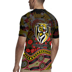 Richmond Tigers ANZAC Day Rugby Jersey Indigenous Dot Art with Poppy Flower Tribute