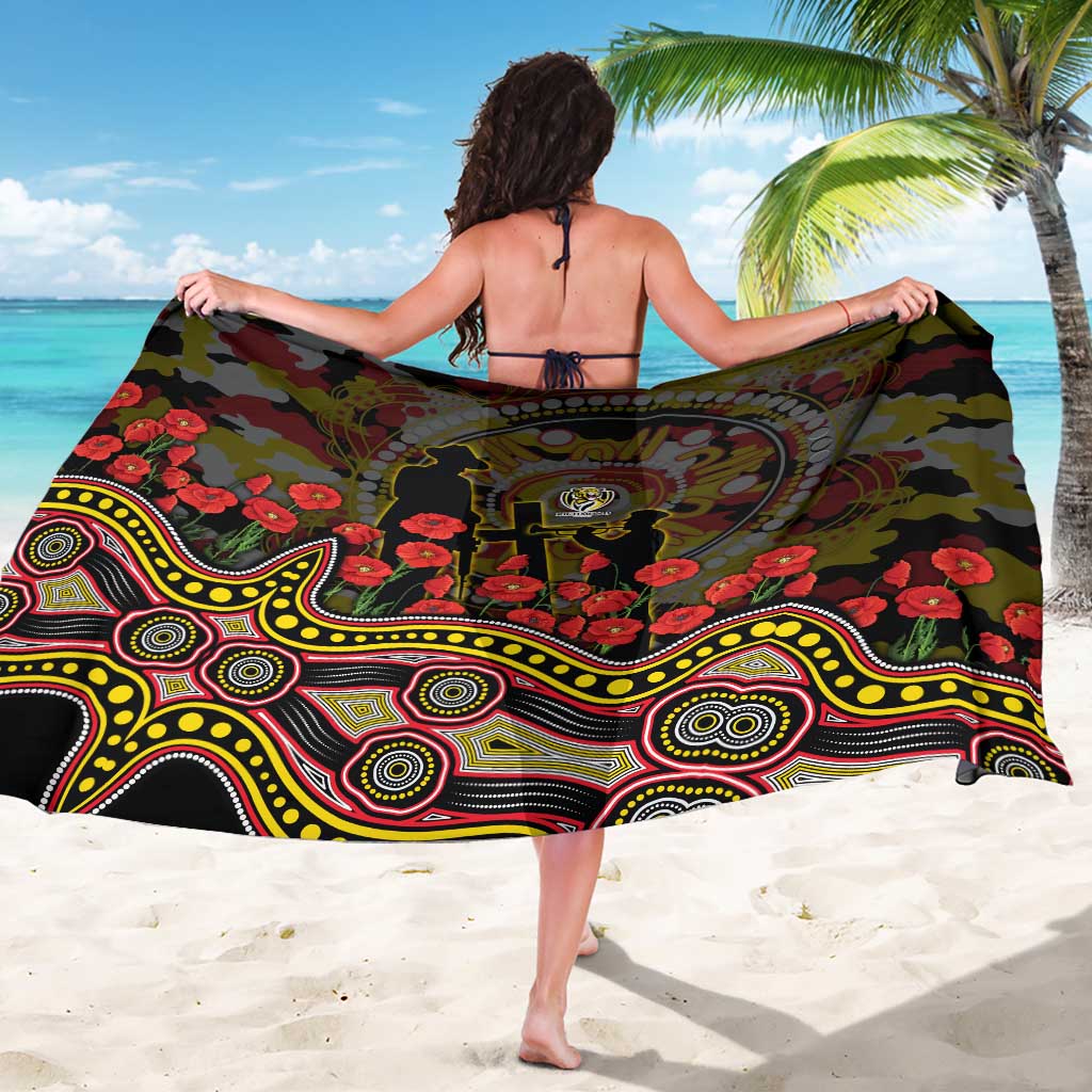 Richmond Tigers ANZAC Day Sarong Indigenous Dot Art with Poppy Flower Tribute
