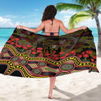 Richmond Tigers ANZAC Day Sarong Indigenous Dot Art with Poppy Flower Tribute