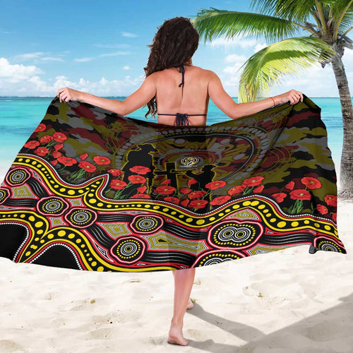 Richmond Tigers ANZAC Day Sarong Indigenous Dot Art with Poppy Flower Tribute