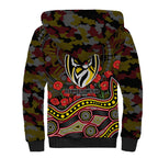 Richmond Tigers ANZAC Day Sherpa Hoodie Indigenous Dot Art with Poppy Flower Tribute