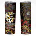 Richmond Tigers ANZAC Day Skinny Tumbler Indigenous Dot Art with Poppy Flower Tribute