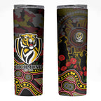 Richmond Tigers ANZAC Day Skinny Tumbler Indigenous Dot Art with Poppy Flower Tribute