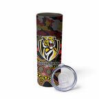 Richmond Tigers ANZAC Day Skinny Tumbler Indigenous Dot Art with Poppy Flower Tribute