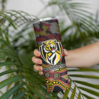Richmond Tigers ANZAC Day Skinny Tumbler Indigenous Dot Art with Poppy Flower Tribute