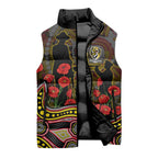 Richmond Tigers ANZAC Day Sleeveless Puffer Jacket Indigenous Dot Art with Poppy Flower Tribute