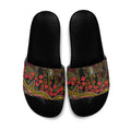 Richmond Tigers ANZAC Day Slide Sandals Indigenous Dot Art with Poppy Flower Tribute