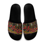 Richmond Tigers ANZAC Day Slide Sandals Indigenous Dot Art with Poppy Flower Tribute