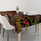 Richmond Tigers ANZAC Day Tablecloth Indigenous Dot Art with Poppy Flower Tribute