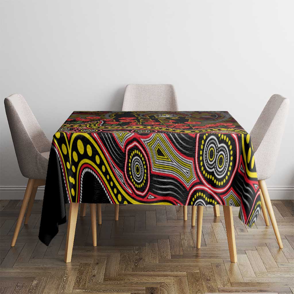 Richmond Tigers ANZAC Day Tablecloth Indigenous Dot Art with Poppy Flower Tribute