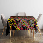 Richmond Tigers ANZAC Day Tablecloth Indigenous Dot Art with Poppy Flower Tribute
